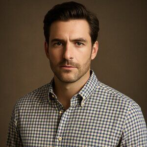 UNTUCKit Blue & Tan Gingham Wrinkle-Free Button-Down Shirt – Size XL